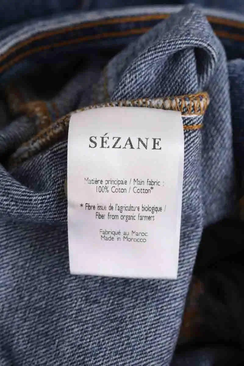 Jean droit Sézane Bleu en Coton