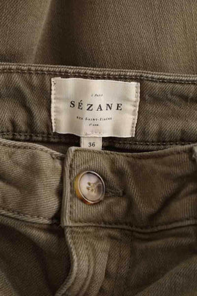 Jean droit Sézane Kaki en Coton