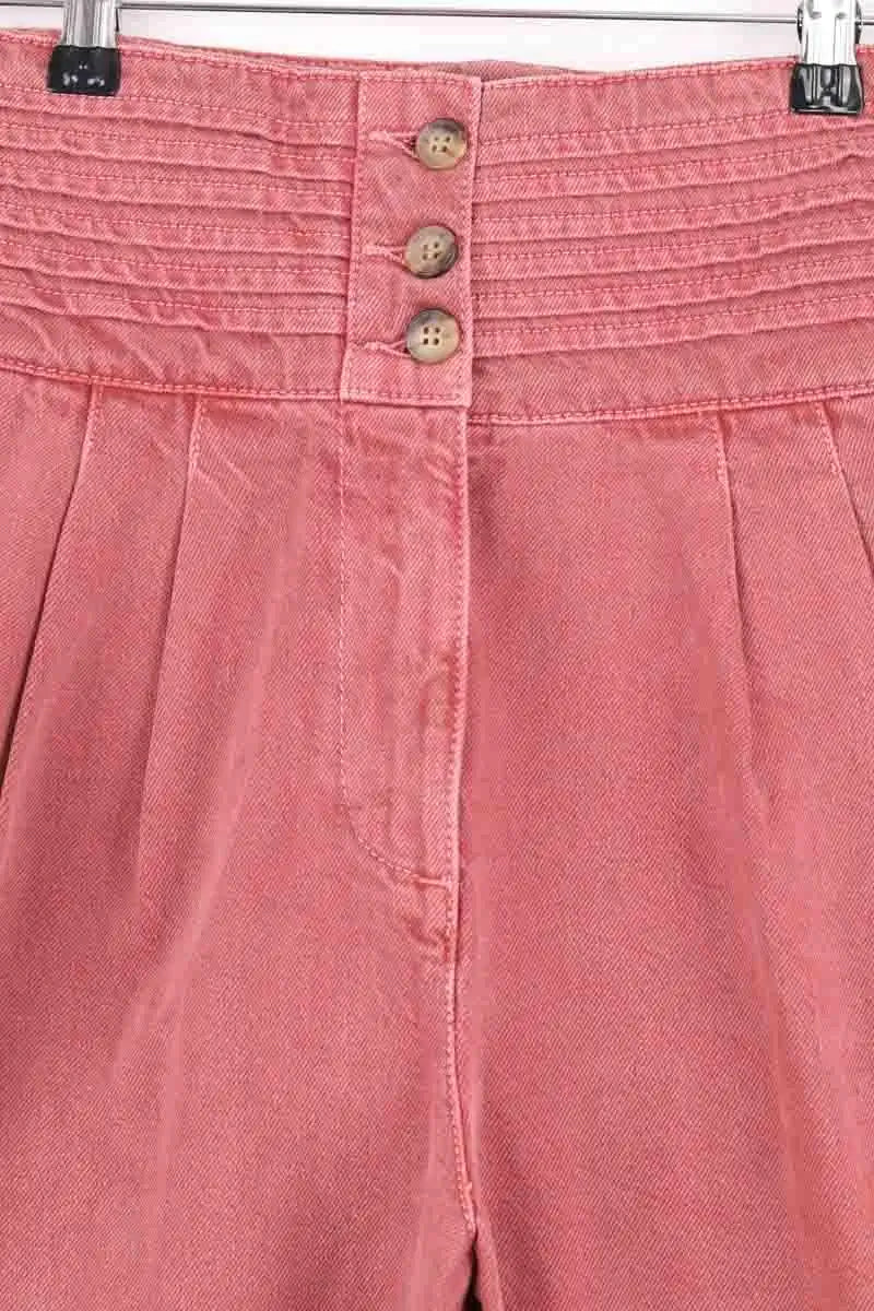 Jean droit Sézane Rose en Coton