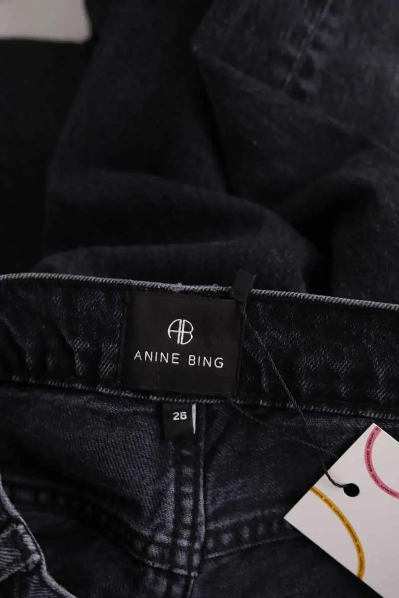 Jean large Anine Bing Noir en Coton
