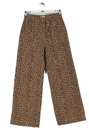 Jean large Des Petits Hauts Marron en Coton, taille M - Seconde Main