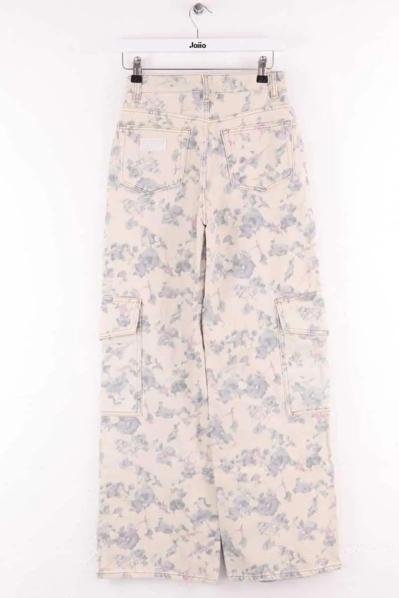 Jean large Ganni Ecru en Coton
