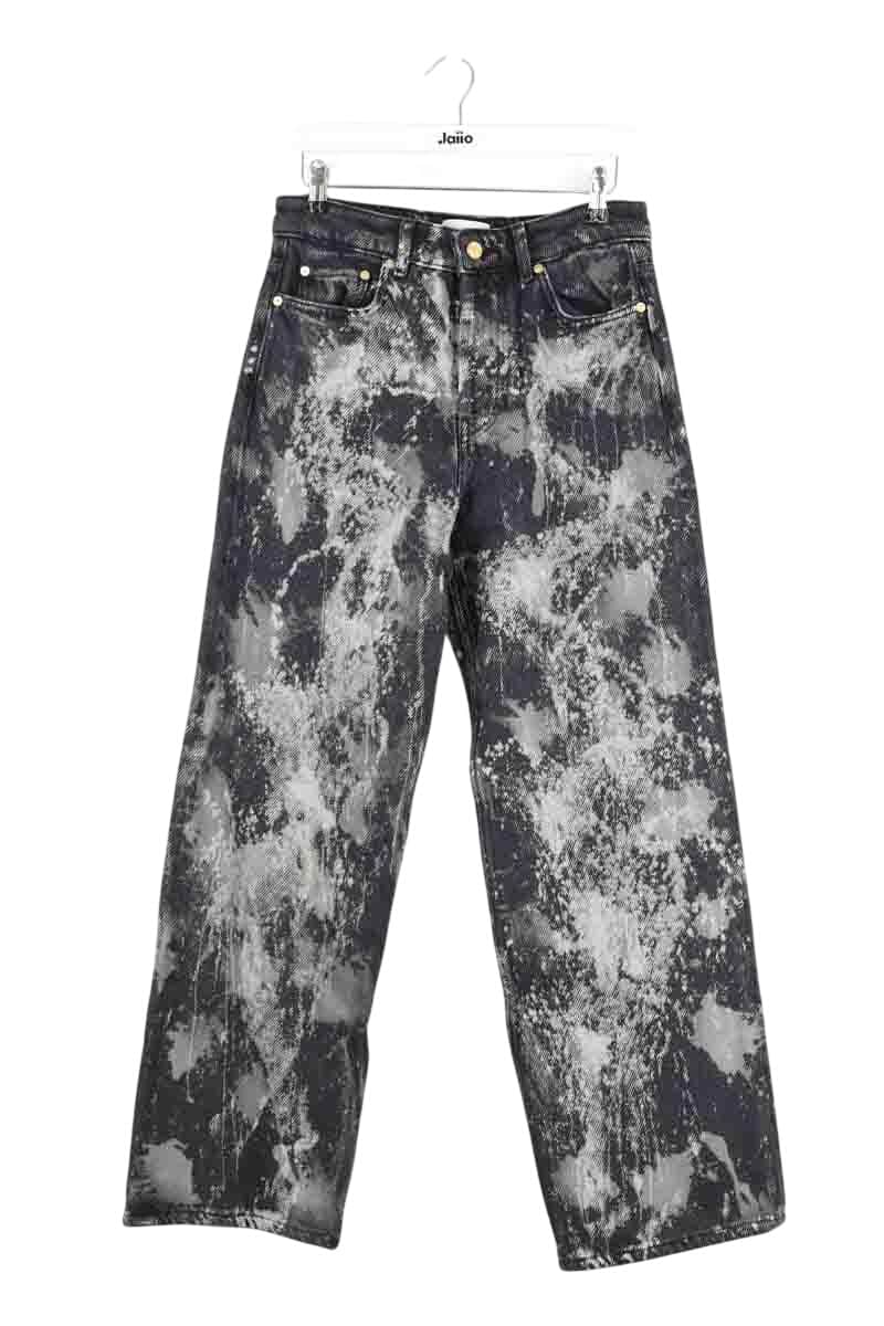 Jean large Ganni Noir en Coton, taille XS - Seconde Main