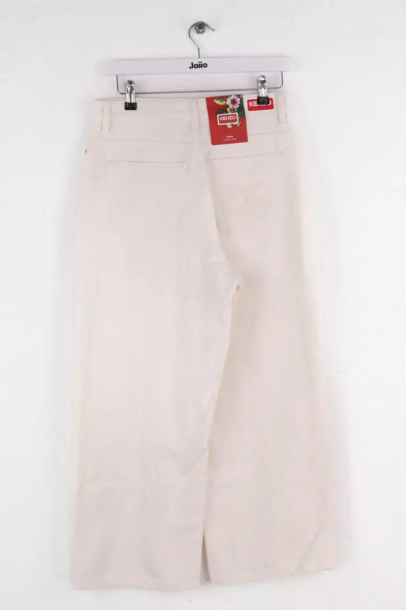 Jean large Kenzo Solid sumire cropped Blanc en Coton