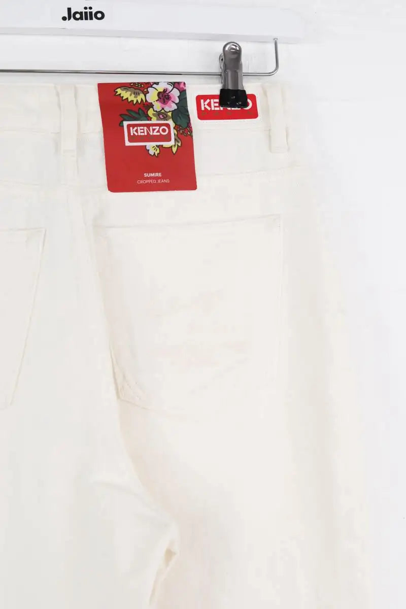 Jean large Kenzo Solid sumire cropped Blanc en Coton