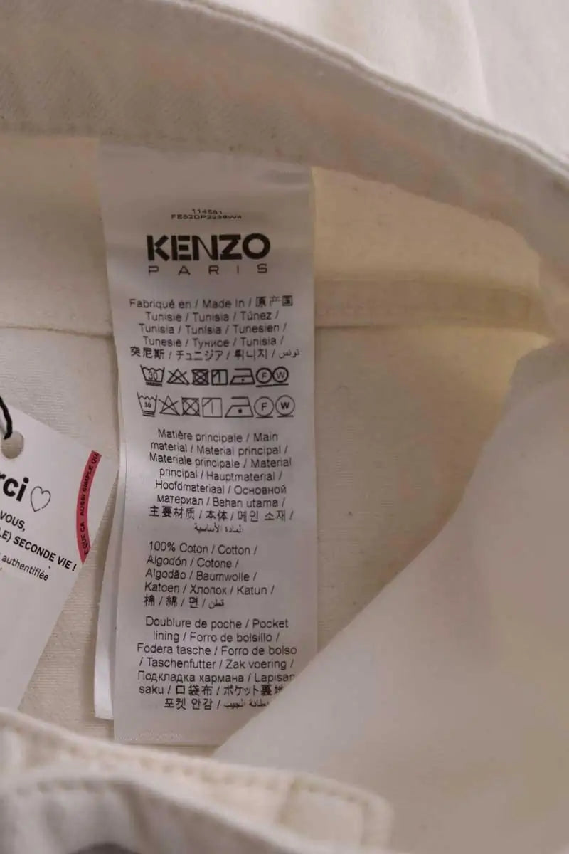 Jean large Kenzo Solid sumire cropped Blanc en Coton