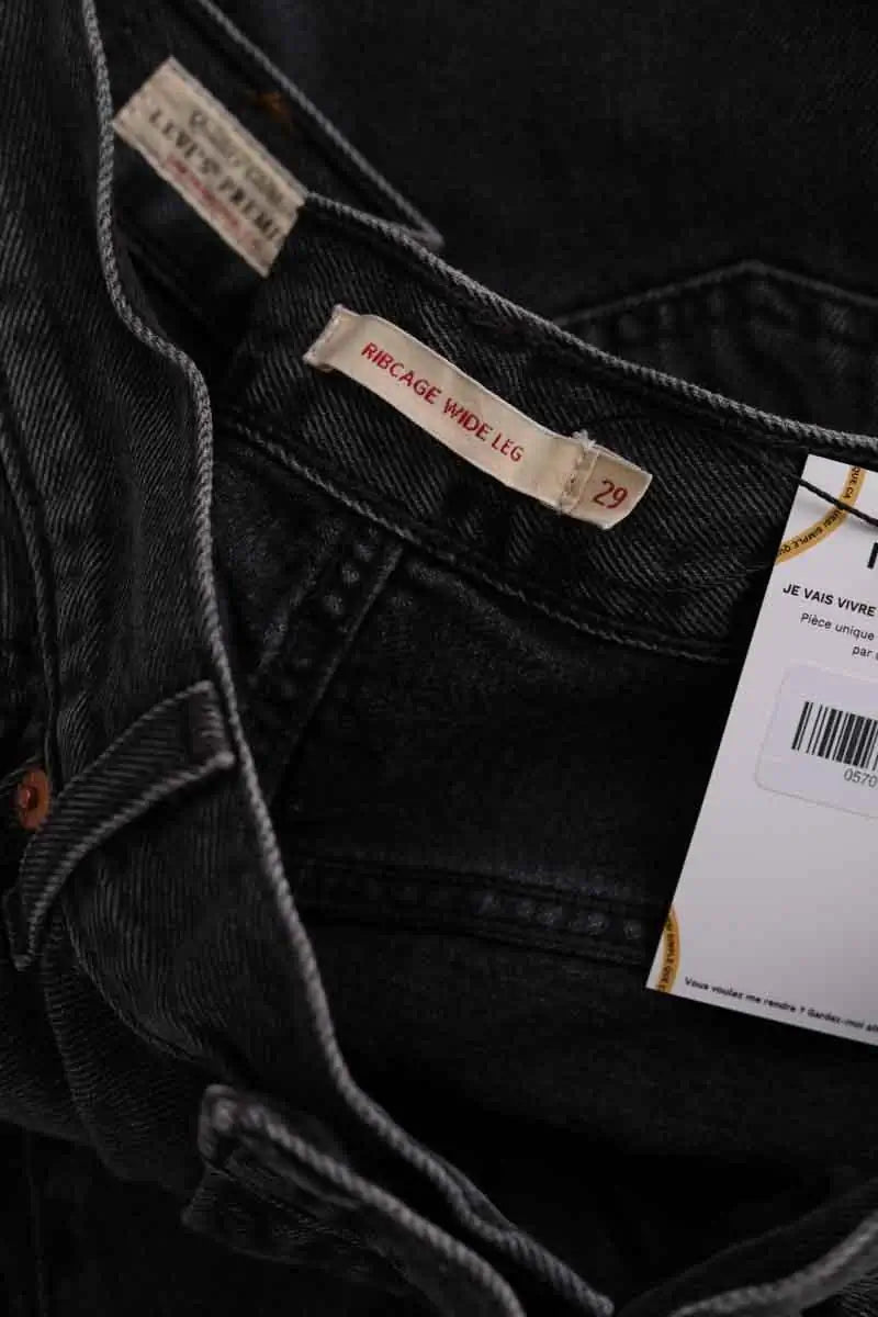 Jean large Levi's Ribcage Wide Leg Gris en Coton