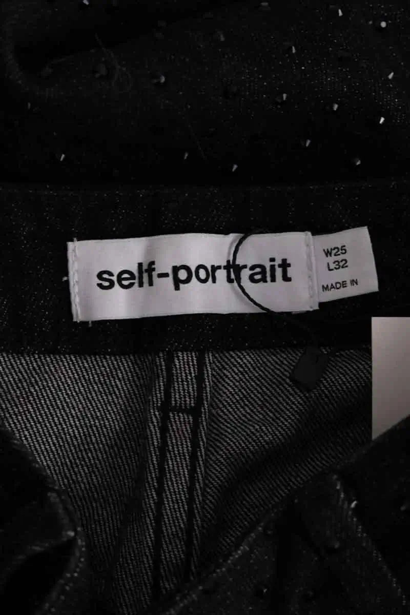 Jean large Self-Portrait Noir en Coton