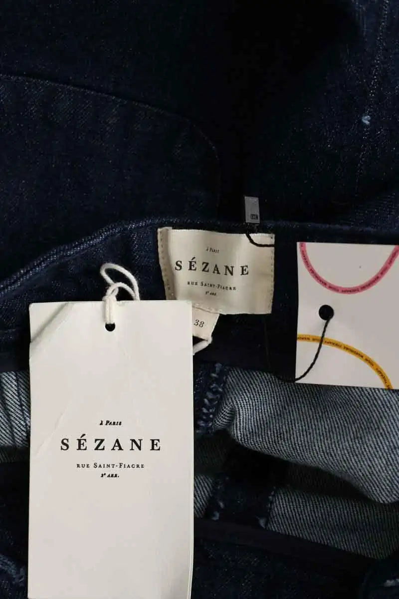 Jean large Sézane Bleu en Coton