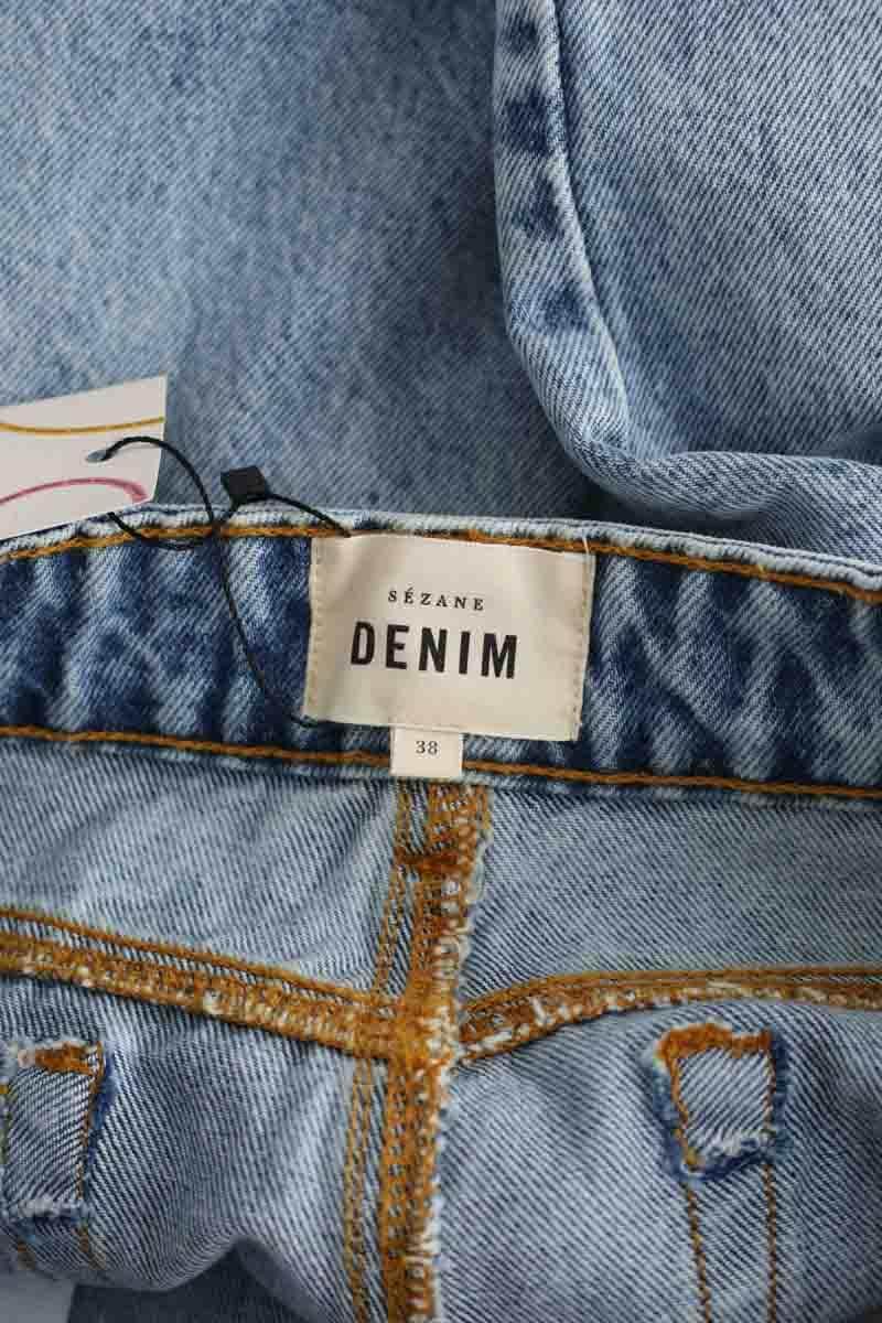 Jean large Sézane Bleu en Coton
