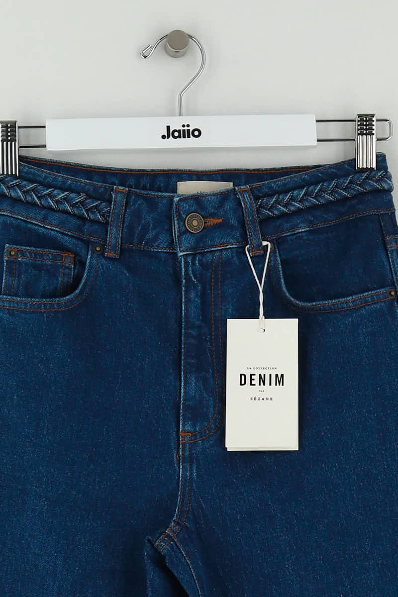 Jean large Sézane Bleu en Coton