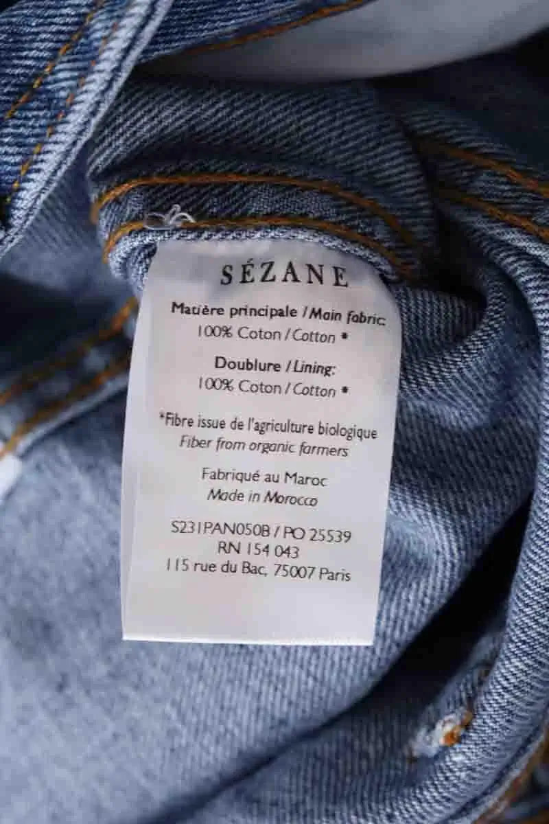 Jean large Sézane Bleu en Coton