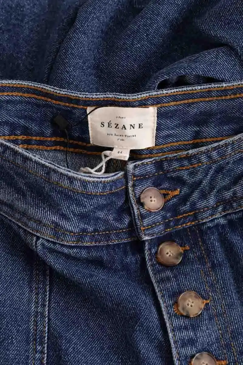 Jean large Sézane Bleu en Coton