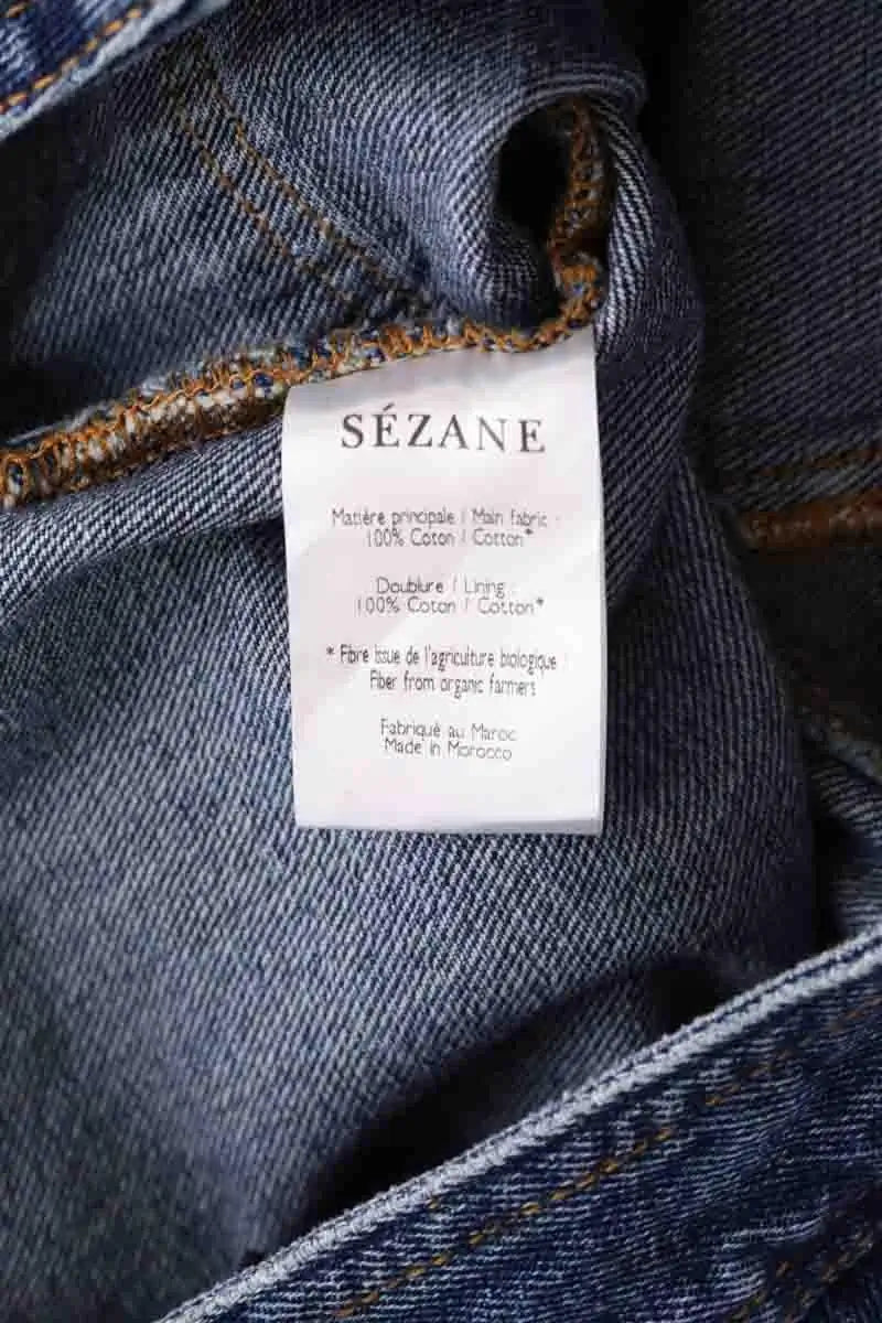 Jean large Sézane Bleu en Coton