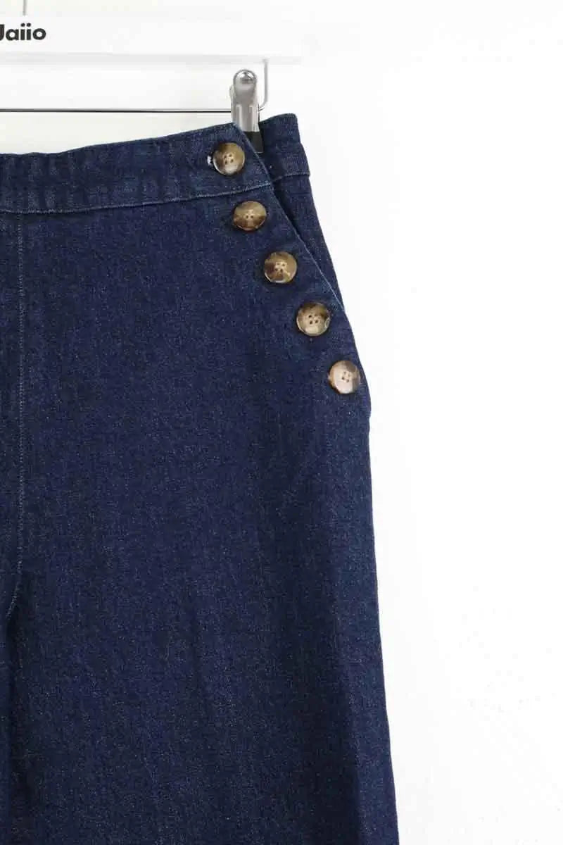 Jean large Sézane Marine en Coton