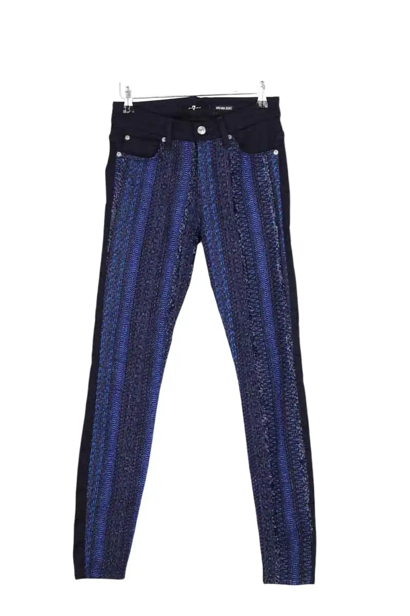 Jean slim 7 For All Mankind Marine en Coton, taille XS - Seconde Main