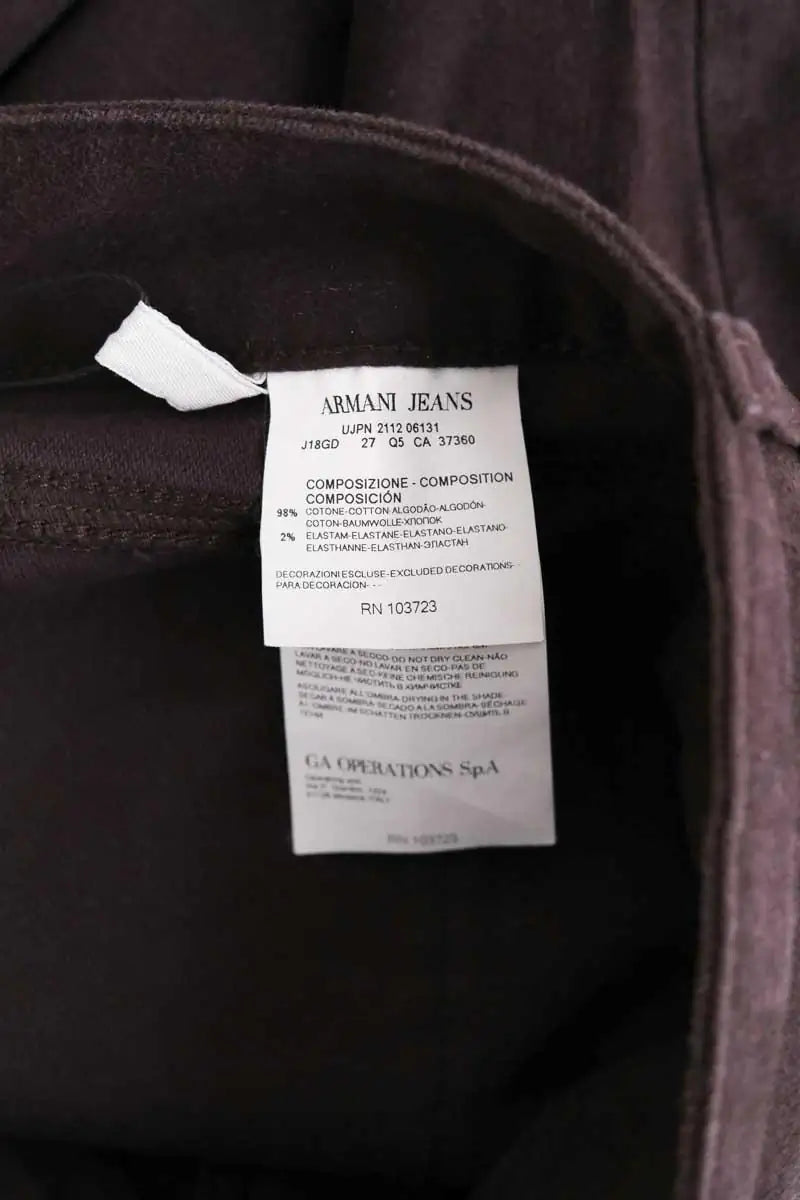 Jean slim Armani Jeans Marron en Coton