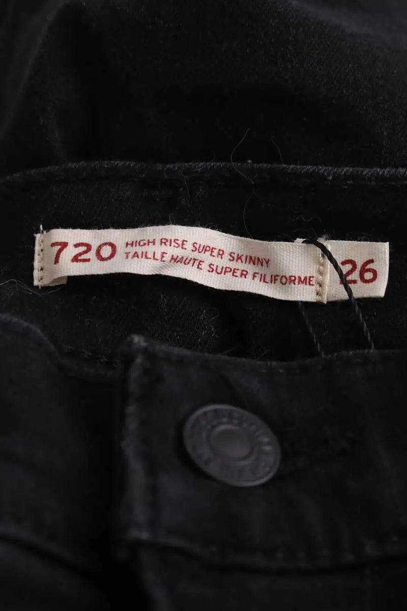 Jean slim Levi's 720 high rise skinny Noir en Coton