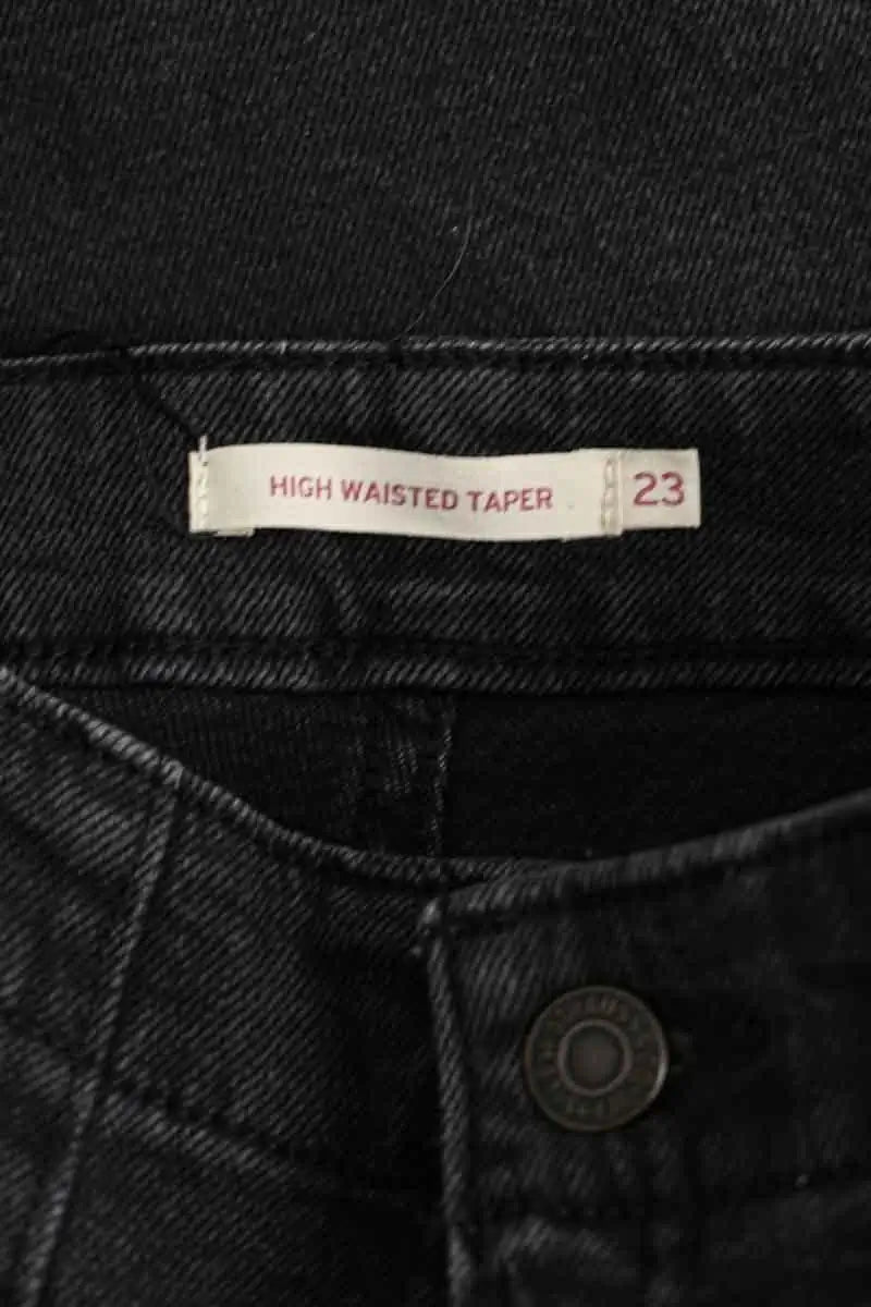 Jean slim Levi's High Waisted Taper Noir en Coton - élasthanne