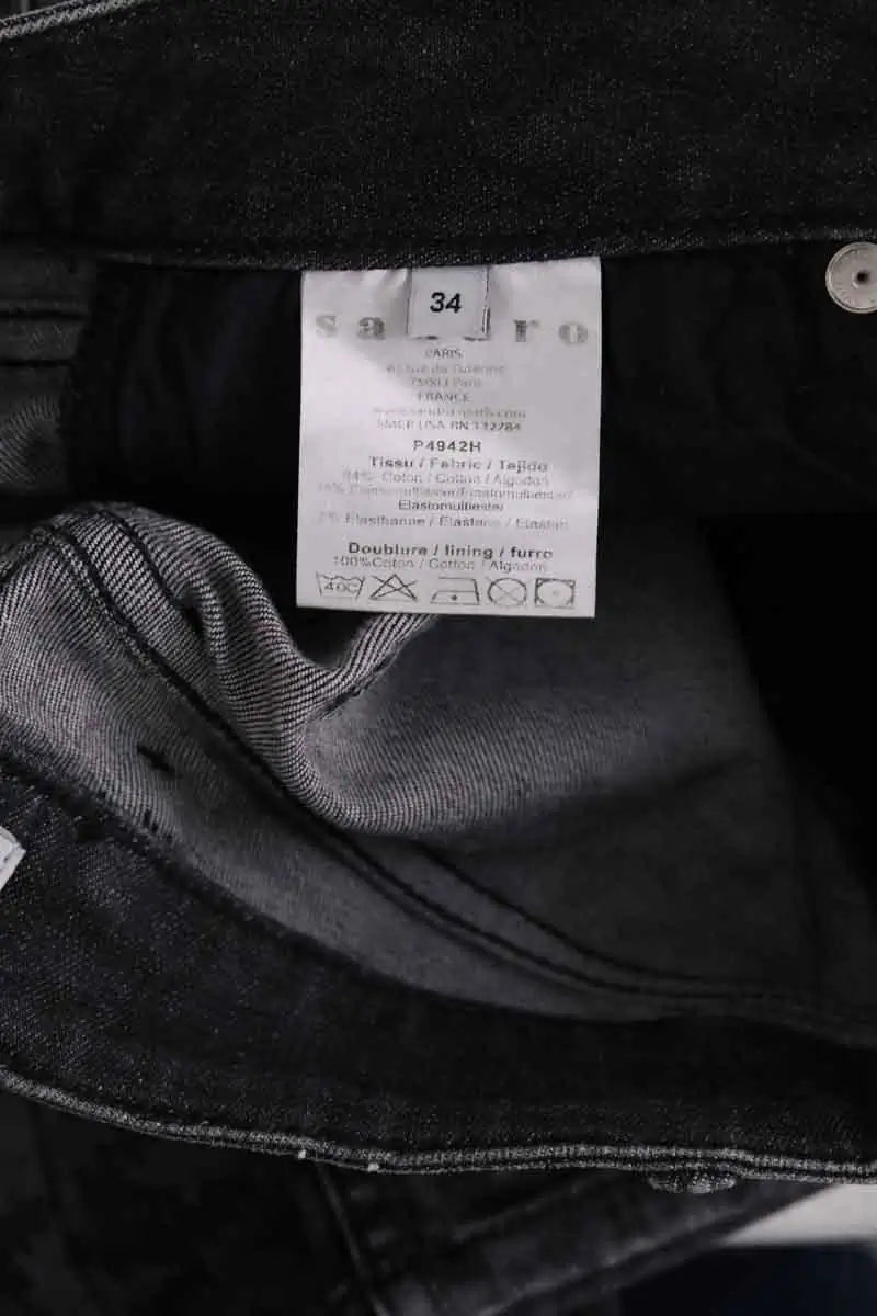 Jean slim Sandro Noir en Coton