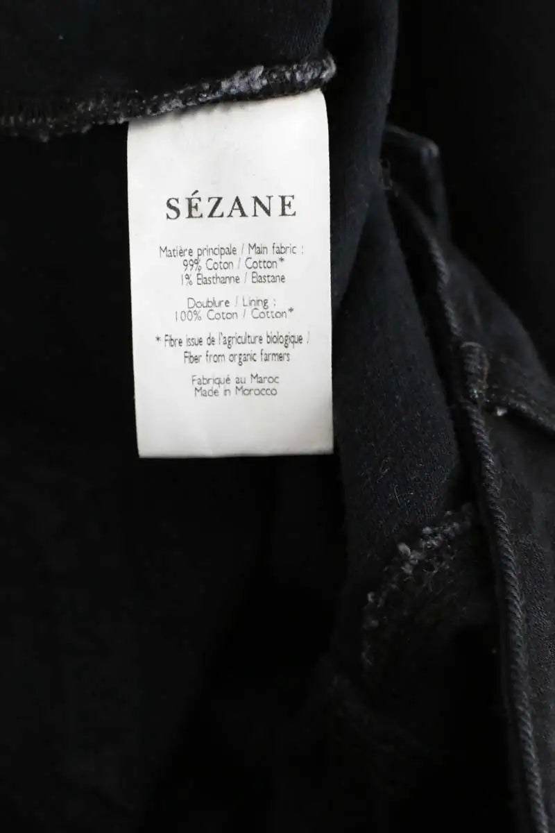 Jean slim Sézane Noir en Coton - élasthanne