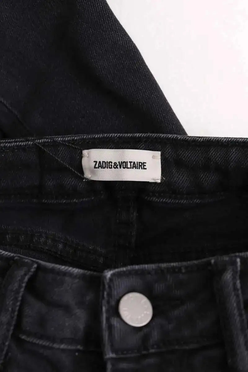 Jean slim Zadig & Voltaire Eva zip Noir en Coton