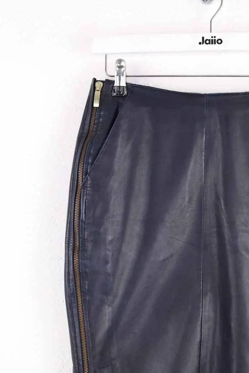 Jupe Maje Marine en Cuir