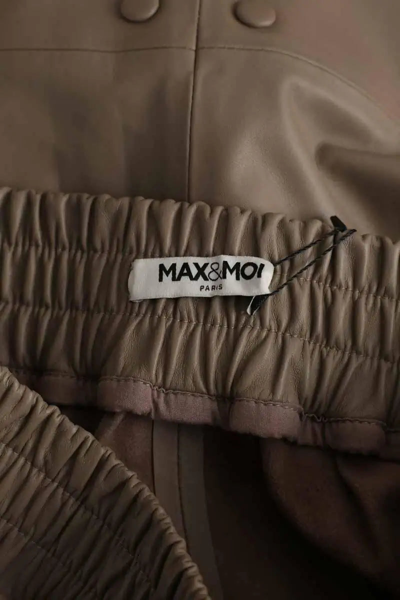 Jupe Max & Moi Beige en Cuir
