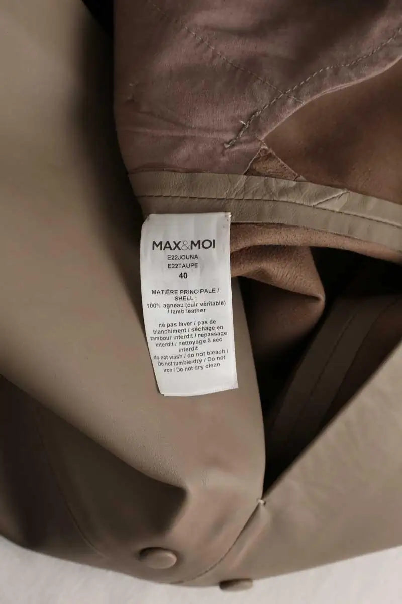 Jupe Max & Moi Beige en Cuir
