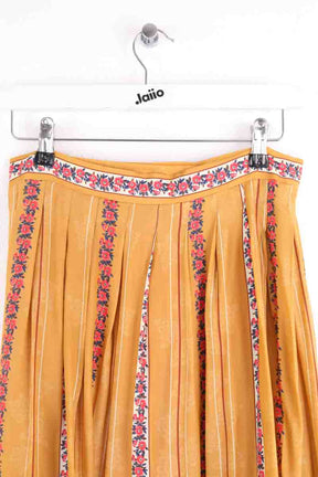 Jupe Sézane Nelly print rayé miel fleurs Jaune en Soie