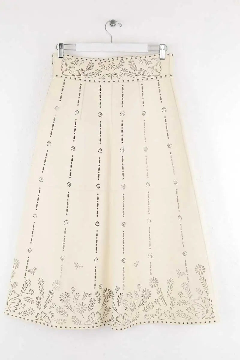 Jupe Valentino Ecru en Cuir