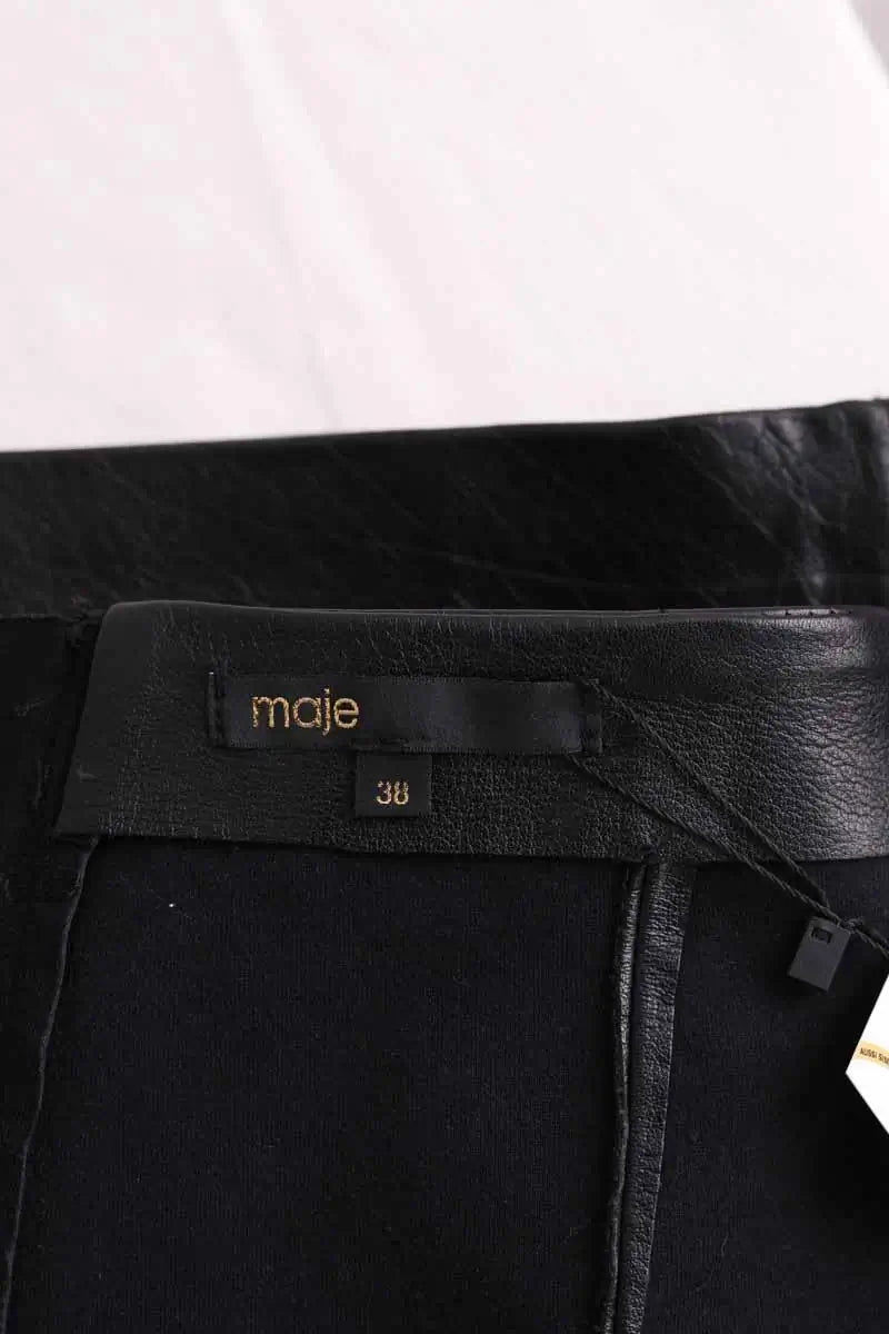 Mini jupe Maje Noir en Cuir