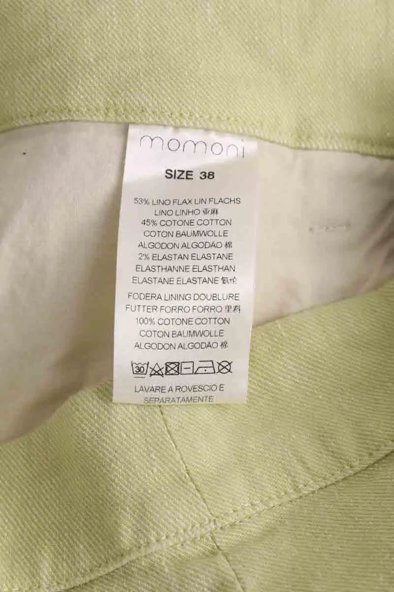 Pantalon droit Momoni Vert en Lin