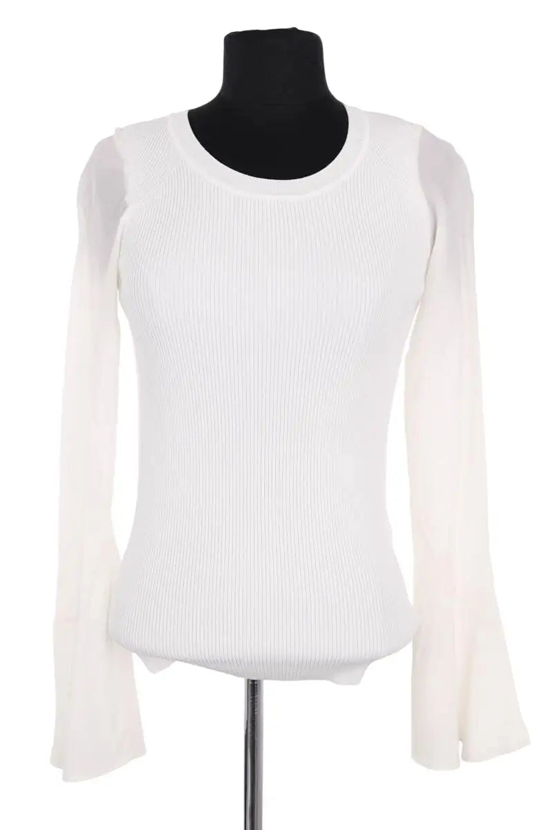 Top Sandro Blanc en Viscose, taille S - Seconde Main