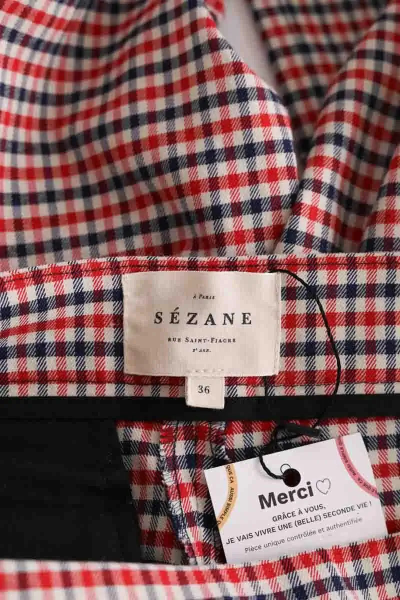 Pantalon droit Sézane Rouge en Synthétique