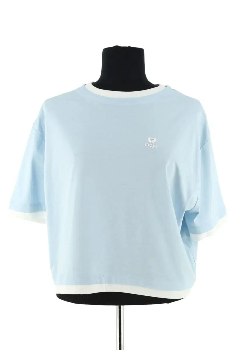 T-shirt Maje Bleu en Coton, taille XS - Seconde Main
