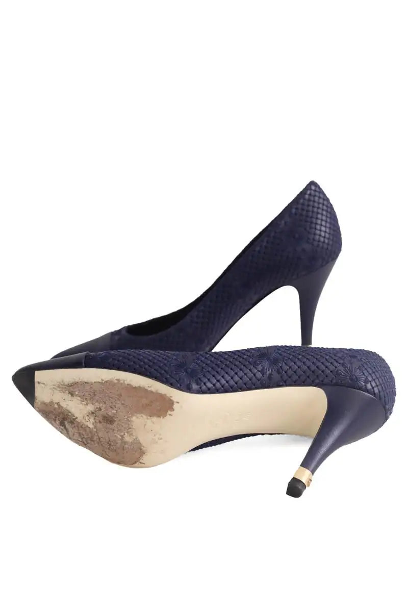 Talons Chanel Marine en Cuir