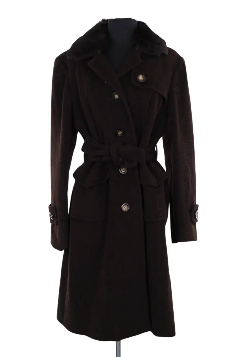 Manteau Laine Angora Gerard Darel Marron en Laine, taille XL - Seconde Main