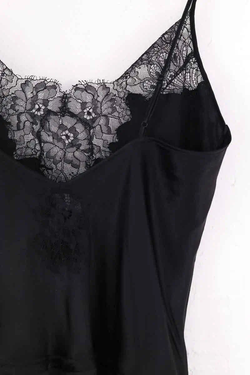 Lingerie Luna Di Seta Noir en Soie