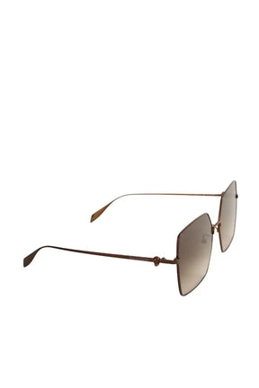 Lunettes surdimensionné Alexander McQueen Marron en Métal