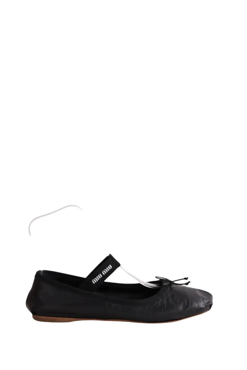 Ballerines Miu Miu Noir en Cuir, taille 39 - Seconde Main
