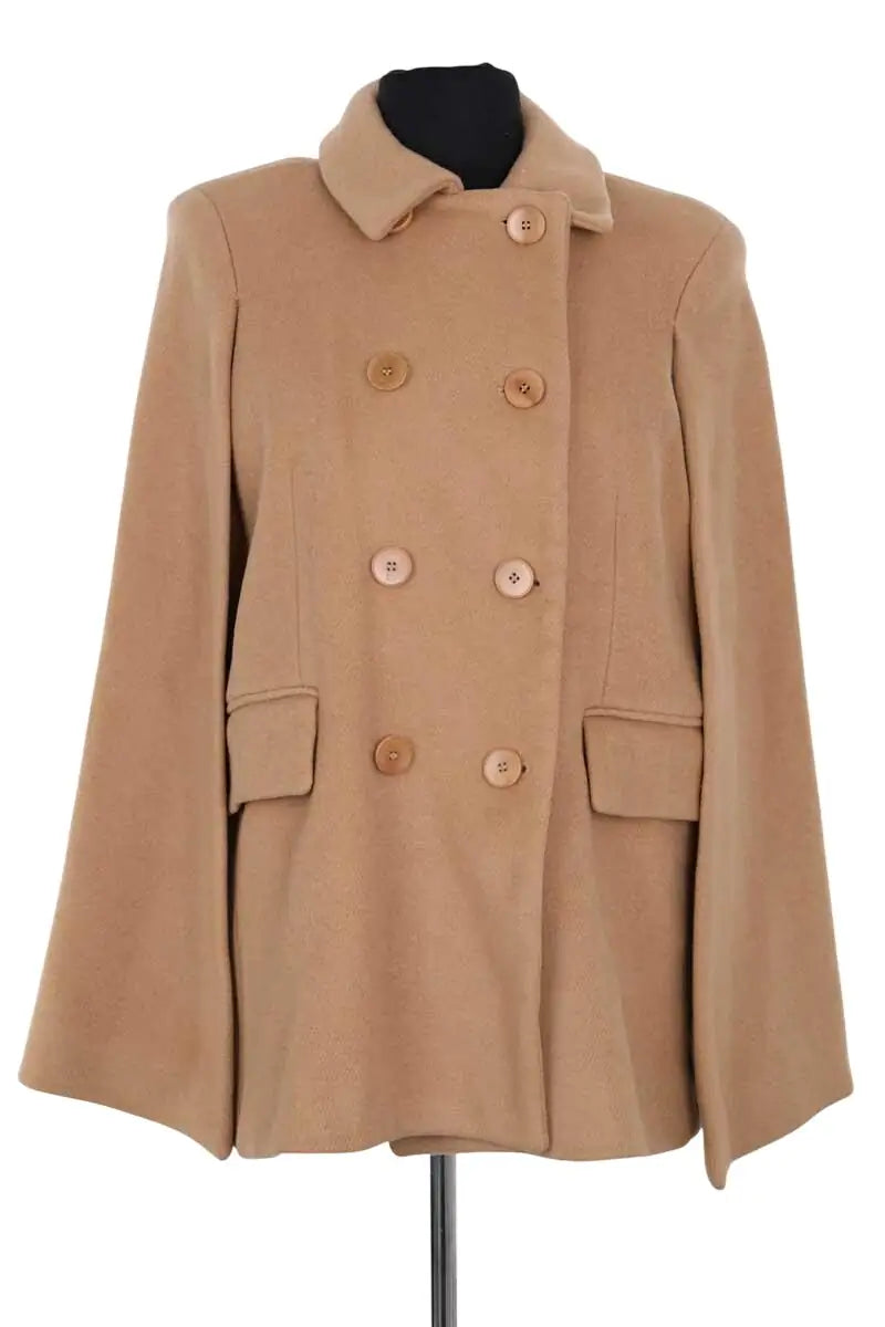 Cape Maje Beige en Laine, taille S - Seconde Main
