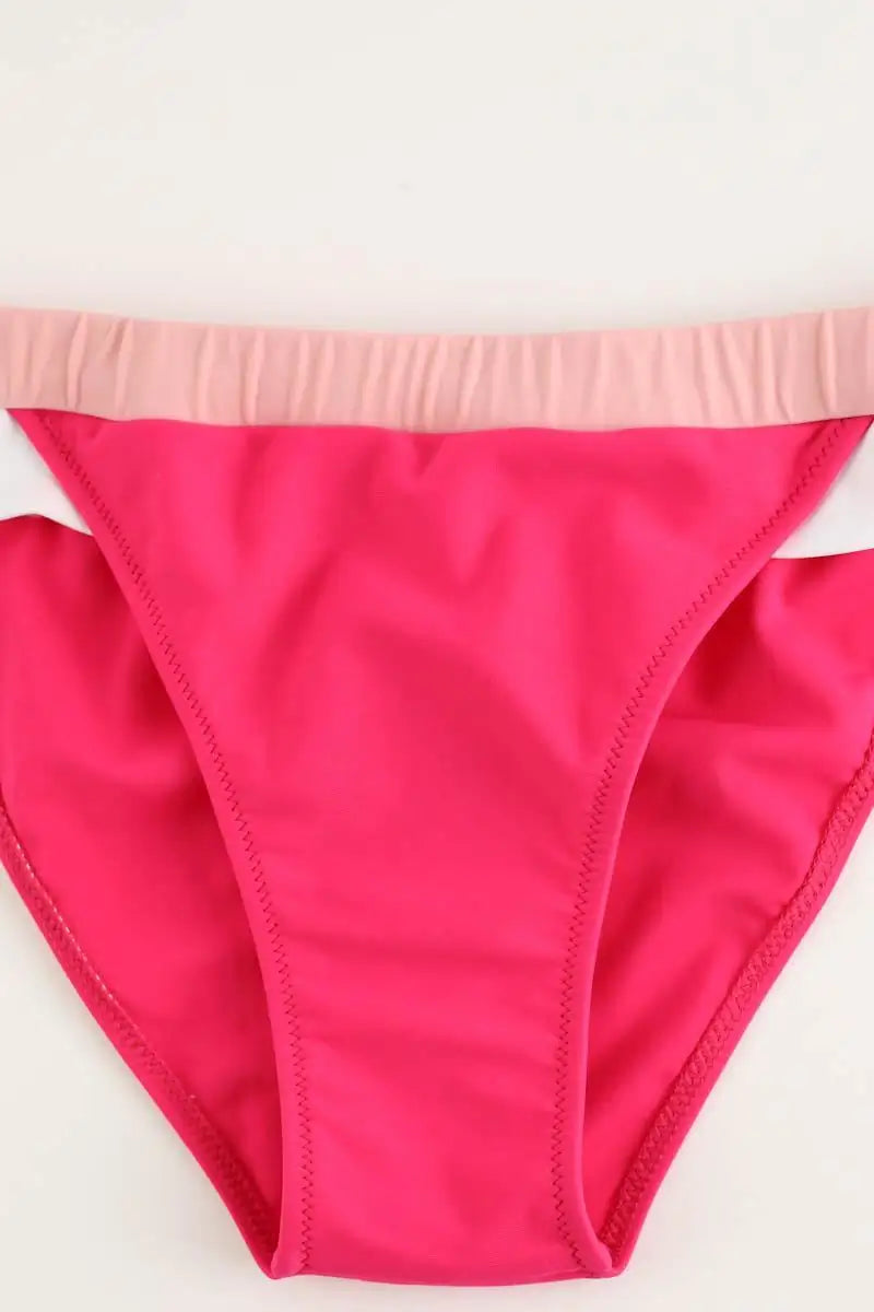 Maillot de bain Luz Aurélie fuchsia rose blan Rose en Polyamide