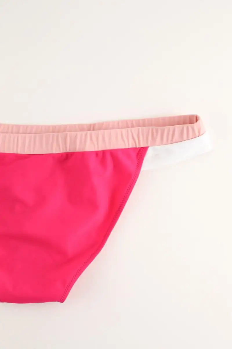 Maillot de bain Luz Aurélie fuchsia rose blan Rose en Polyamide