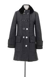 Manteau Burberry Gris en Laine, taille XS - Seconde Main