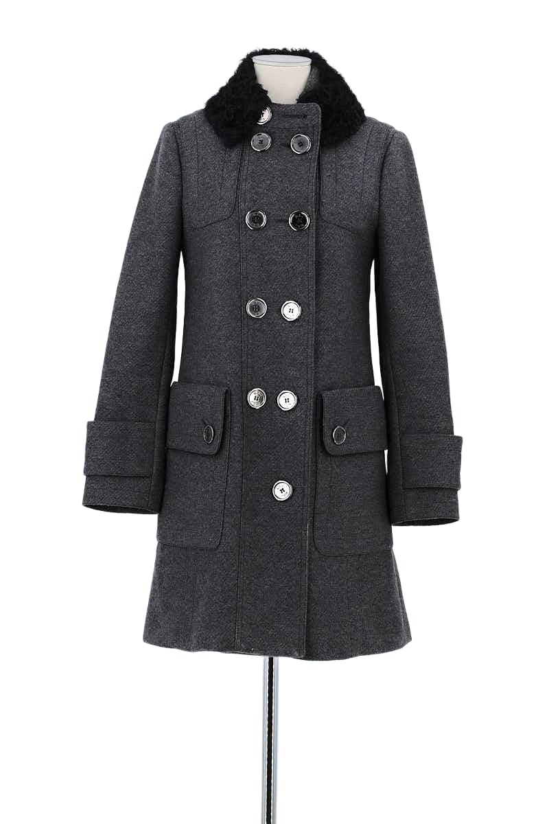 Manteau Burberry Gris en Laine, taille XS - Seconde Main