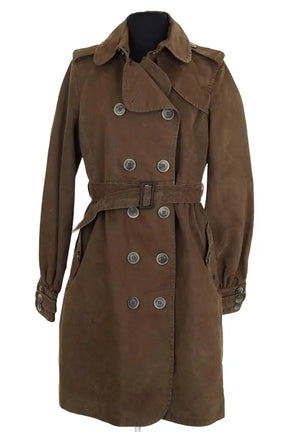 Manteau Burberry Kaki en Coton, taille L - Seconde Main
