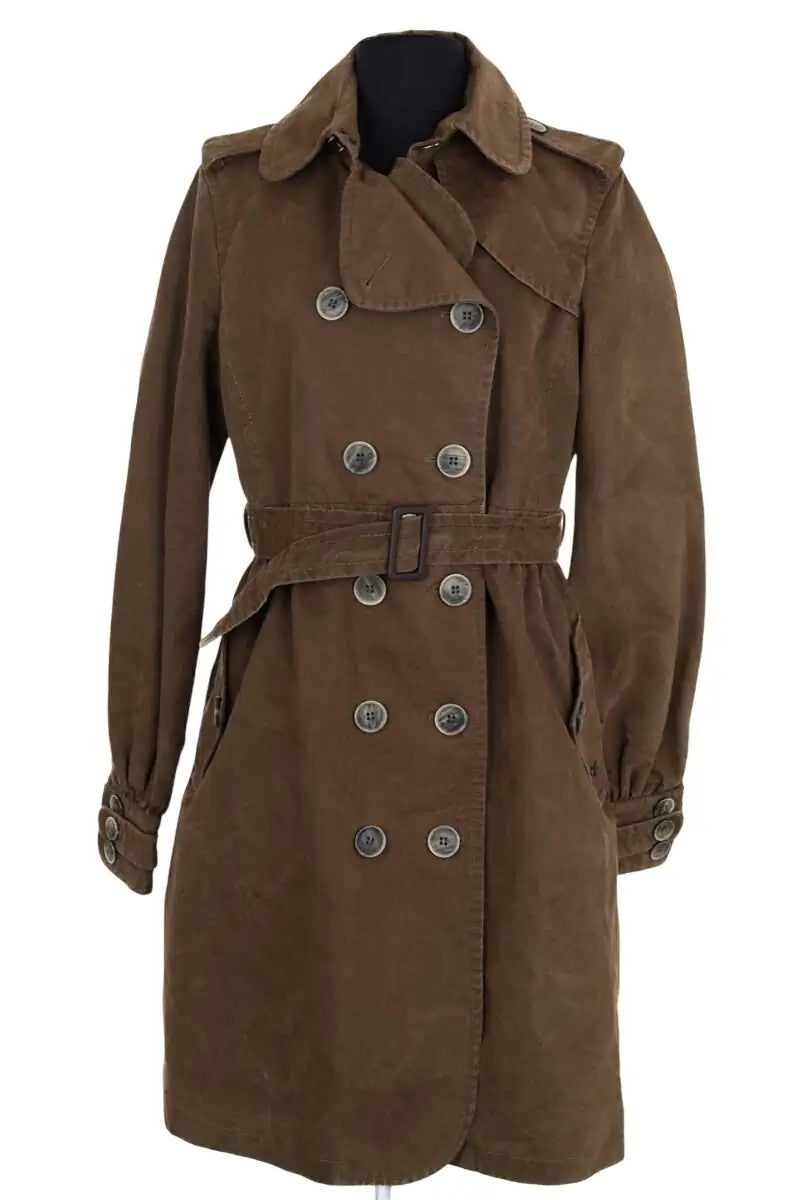 Manteau Burberry Kaki en Coton, taille L - Seconde Main
