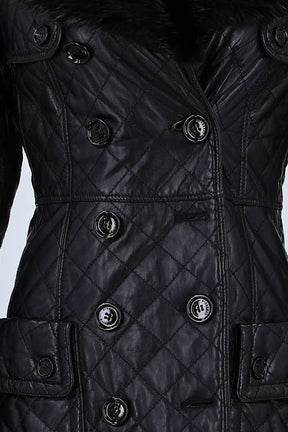 Manteau Burberry Noir en Cuir