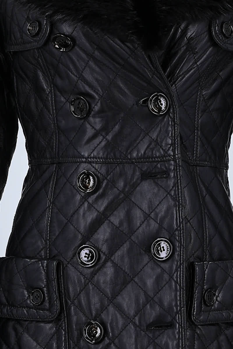 Manteau Burberry Noir en Cuir